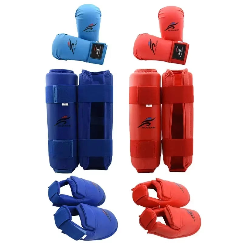 Taekwondo Karate Boxing Leg Hand Foot Protector Set Sparring Gear Shin Guard Bands Gloves Sports MMA Kids Adults Equipment