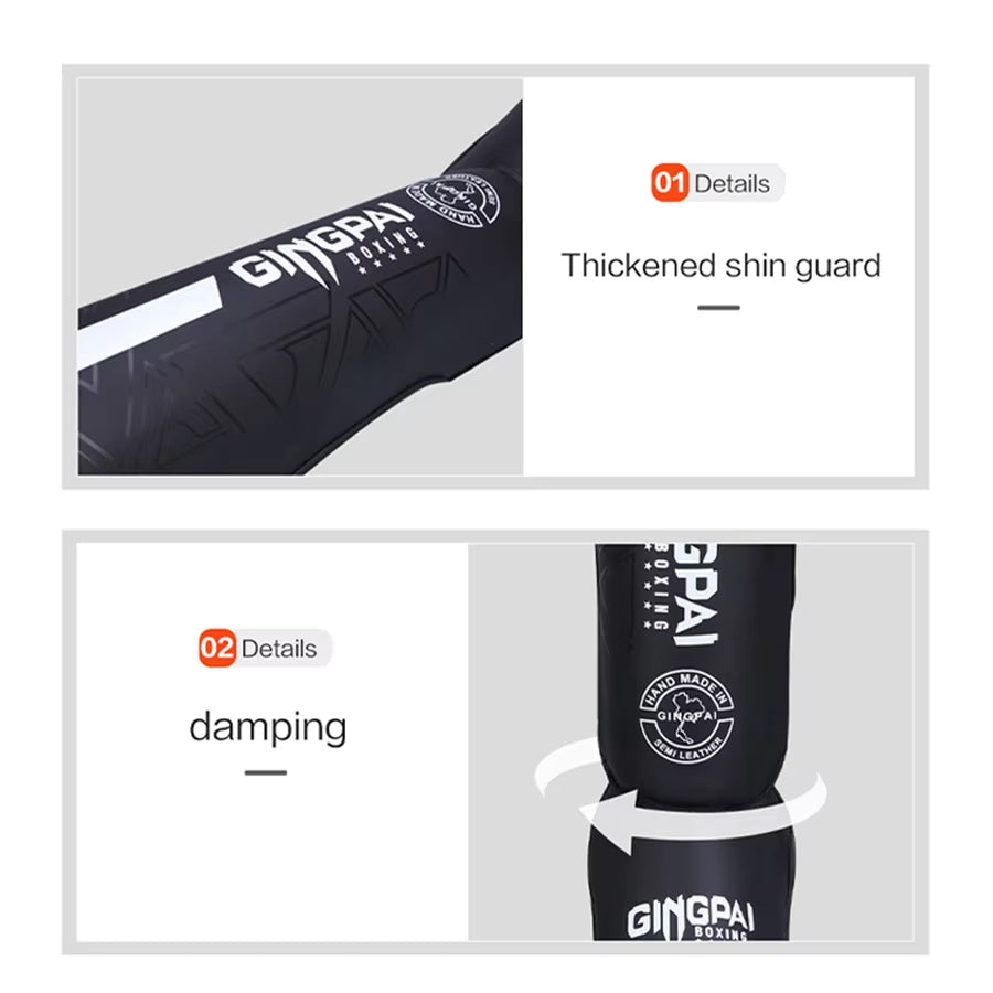 High-Quality PU Leather Boxing Shin Guards Ankle Support Protector MMA Muay Thai Training Leg Warmers Light Kicking Shin Pads